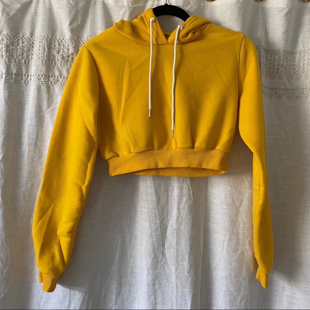 Yellow cropped hoodie